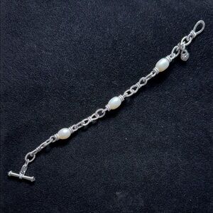 Judith Ripka Sterling Silver Link Bracelet with White Pearls
